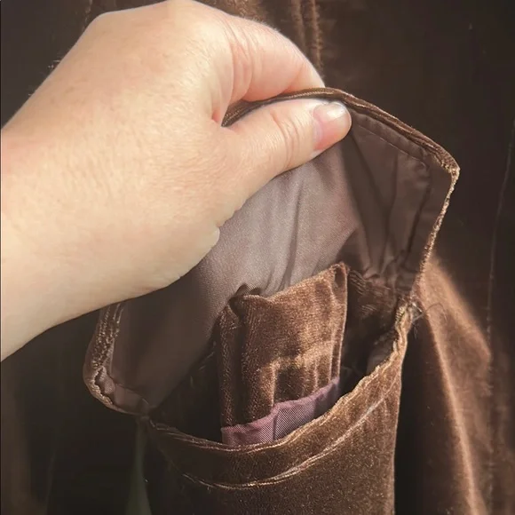 Brown Velvet Women's Coat - Picture 3 of 5